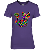 Womens Colourful Cat International dot day V Neck T Shirt Premium Women's T-Shirt