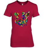 Womens Colourful Cat International dot day V Neck T Shirt Premium Women's T-Shirt