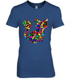 Womens Colourful Cat International dot day V Neck T Shirt Premium Women's T-Shirt