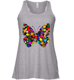 Womens Colourful Butterfly International dot day V Neck T Shirt Racerback Tank