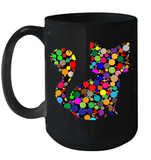 Womens Colourful Cat International dot day V Neck T Shirt Ceramic Mug 15oz