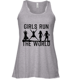 Womens Girls Run The World  International Women's Day Silhouette V Neck T Shirt Racerback Tank