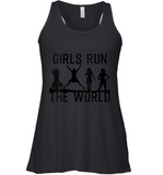 Womens Girls Run The World  International Women's Day Silhouette V Neck T Shirt Racerback Tank