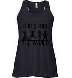 Womens Girls Run The World  International Women's Day Silhouette V Neck T Shirt Racerback Tank