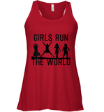 Womens Girls Run The World  International Women's Day Silhouette V Neck T Shirt Racerback Tank