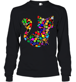 Womens Colourful Cat International dot day V Neck T Shirt Youth Long Sleeve
