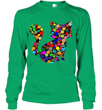 Womens Colourful Cat International dot day V Neck T Shirt Youth Long Sleeve