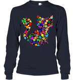 Womens Colourful Cat International dot day V Neck T Shirt Youth Long Sleeve