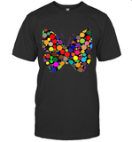 Womens Colourful Butterfly International dot day V Neck T Shirt T-Shirt