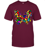 Womens Colourful Butterfly International dot day V Neck T Shirt T-Shirt