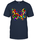 Womens Colourful Butterfly International dot day V Neck T Shirt T-Shirt