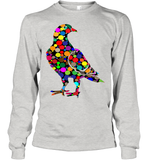 Womens Colourful Dove Bird International Dot day V Neck T Shirt Youth Long Sleeve