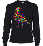 Womens Colourful Dove Bird International Dot day V Neck T Shirt Youth Long Sleeve