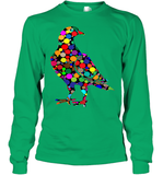 Womens Colourful Dove Bird International Dot day V Neck T Shirt Youth Long Sleeve