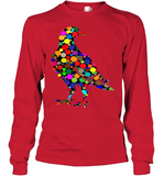 Womens Colourful Dove Bird International Dot day V Neck T Shirt Youth Long Sleeve