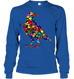 Womens Colourful Dove Bird International Dot day V Neck T Shirt Youth Long Sleeve