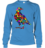 Womens Colourful Dove Bird International Dot day V Neck T Shirt Youth Long Sleeve