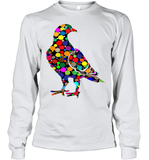 Womens Colourful Dove Bird International Dot day V Neck T Shirt Youth Long Sleeve
