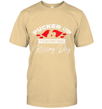 Womens Funny, International Kissing Day, Pucker UP it's V Neck T Shirt T-Shirt