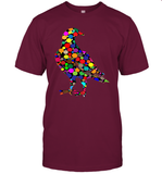 Womens Colourful Dove Bird International Dot day V Neck T Shirt T-Shirt