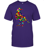 Womens Colourful Dove Bird International Dot day V Neck T Shirt T-Shirt