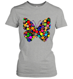 Womens Colourful Butterfly International dot day V Neck T Shirt Women's T-Shirt