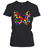 Womens Colourful Butterfly International dot day V Neck T Shirt Women's T-Shirt