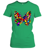 Womens Colourful Butterfly International dot day V Neck T Shirt Women's T-Shirt