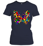 Womens Colourful Butterfly International dot day V Neck T Shirt Women's T-Shirt