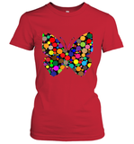 Womens Colourful Butterfly International dot day V Neck T Shirt Women's T-Shirt