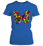 Womens Colourful Butterfly International dot day V Neck T Shirt Women's T-Shirt