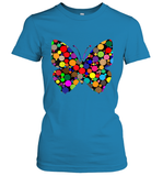 Womens Colourful Butterfly International dot day V Neck T Shirt Women's T-Shirt