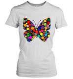 Womens Colourful Butterfly International dot day V Neck T Shirt Women's T-Shirt