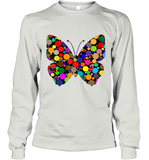 Womens Colourful Butterfly International dot day V Neck T Shirt Long Sleeve T-Shirt