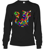 Womens Colourful Cat International dot day V Neck T Shirt Long Sleeve T-Shirt