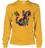 Womens Colourful Cat International dot day V Neck T Shirt Long Sleeve T-Shirt