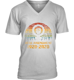 Womens 19th Amendment 1920 2020 Women's Right To Vote Retro Sunset V Neck T Shirt V-Neck T-Shirt