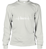 Womens Beer Heartbeat ECG Beer Drinker Gift V Neck T Shirt Long Sleeve T-Shirt