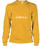 Womens Beer Heartbeat ECG Beer Drinker Gift V Neck T Shirt Long Sleeve T-Shirt