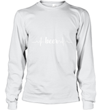 Womens Beer Heartbeat ECG Beer Drinker Gift V Neck T Shirt Long Sleeve T-Shirt