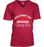 Womens Funny, International Kissing Day, Pucker UP it's V Neck T Shirt V-Neck T-Shirt