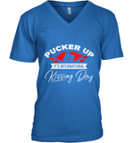 Womens Funny, International Kissing Day, Pucker UP it's V Neck T Shirt V-Neck T-Shirt