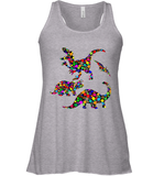 Womens Colourful Dinosaur International dot day V Neck T Shirt Racerback Tank