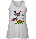 Womens Colourful Dinosaur International dot day V Neck T Shirt Racerback Tank