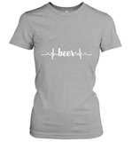 Womens Beer Heartbeat ECG Beer Drinker Gift V Neck T Shirt Women's T-Shirt