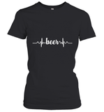 Womens Beer Heartbeat ECG Beer Drinker Gift V Neck T Shirt Women's T-Shirt