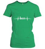 Womens Beer Heartbeat ECG Beer Drinker Gift V Neck T Shirt Women's T-Shirt