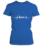 Womens Beer Heartbeat ECG Beer Drinker Gift V Neck T Shirt Women's T-Shirt