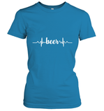 Womens Beer Heartbeat ECG Beer Drinker Gift V Neck T Shirt Women's T-Shirt