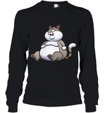 Womens Fat Cat Funny Chubby Cat  International Cat Day V Neck T Shirt Youth Long Sleeve